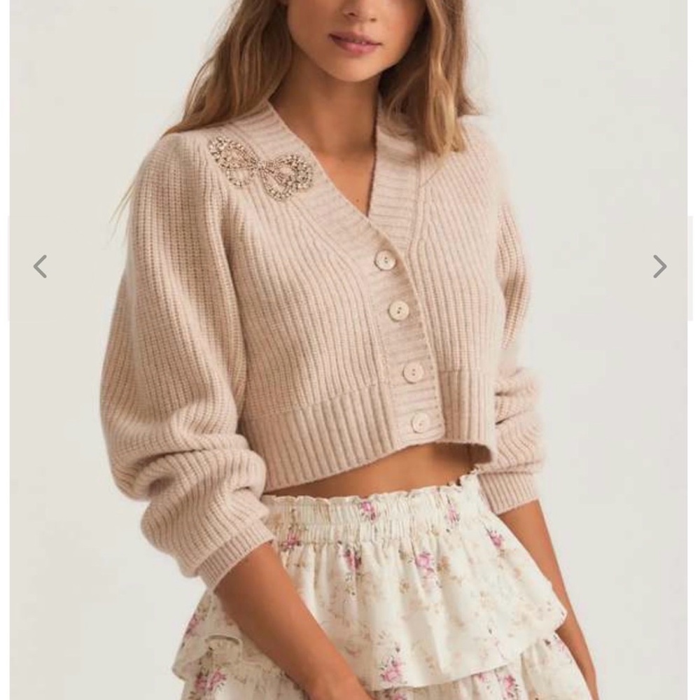 LoveShackFancy Cream Button-Up Cardigan